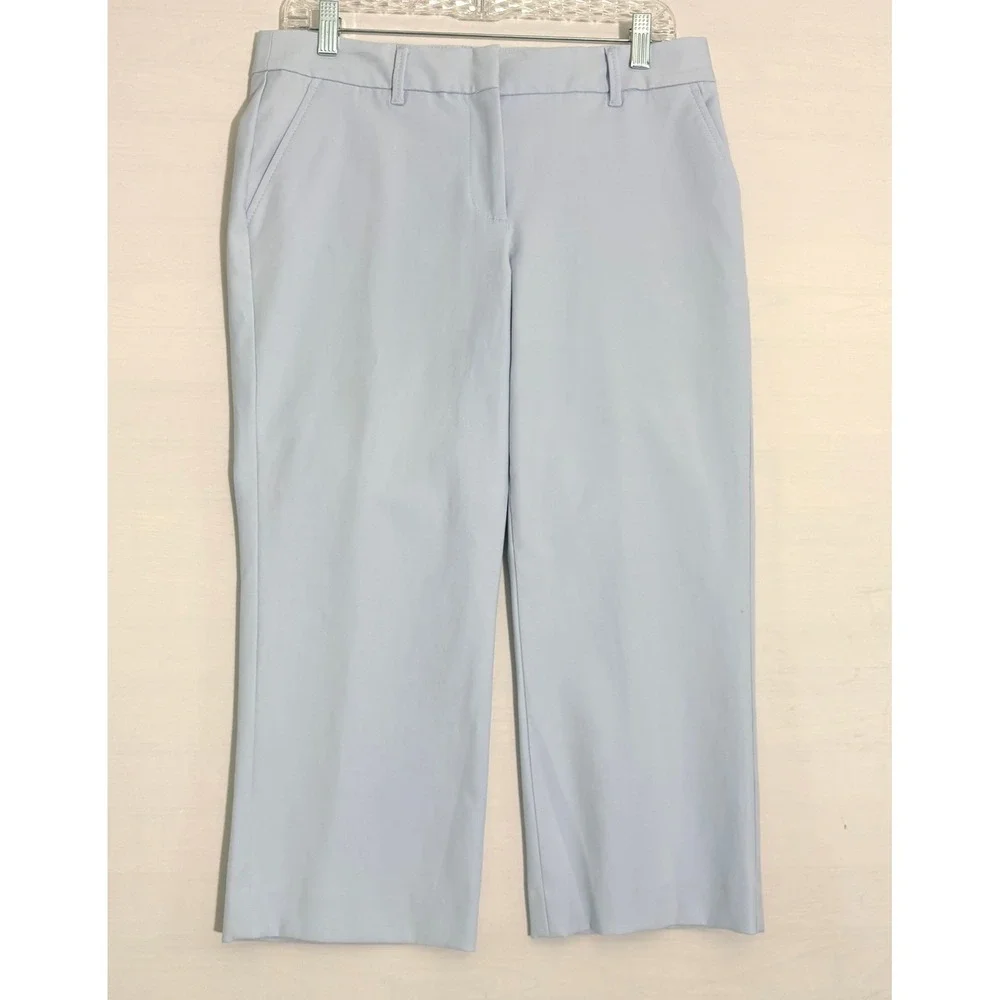 Talbots Petites Light Blue Cropped Trousers Straight Leg Pants Size 10P - Picture 1 of 9